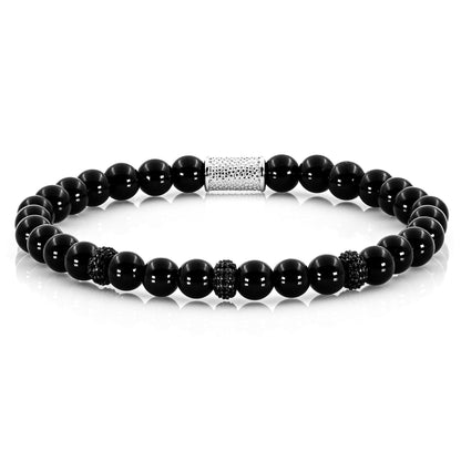 Onyx SilverLine Zirkon 6mm S 925 Sterling Silber Rohdiniert
