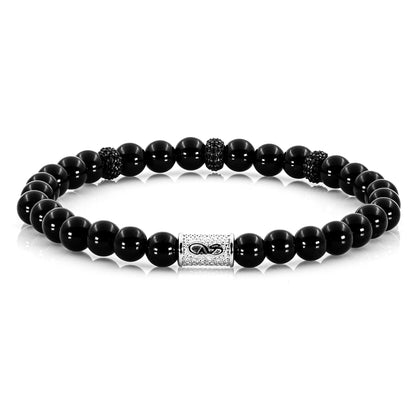Onyx SilverLine Zirkon 6mm S 925 Sterling Silber Rohdiniert