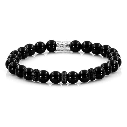 Onyx SilverLine Zirkon 8mm S 925 Sterling Silber Rohdiniert