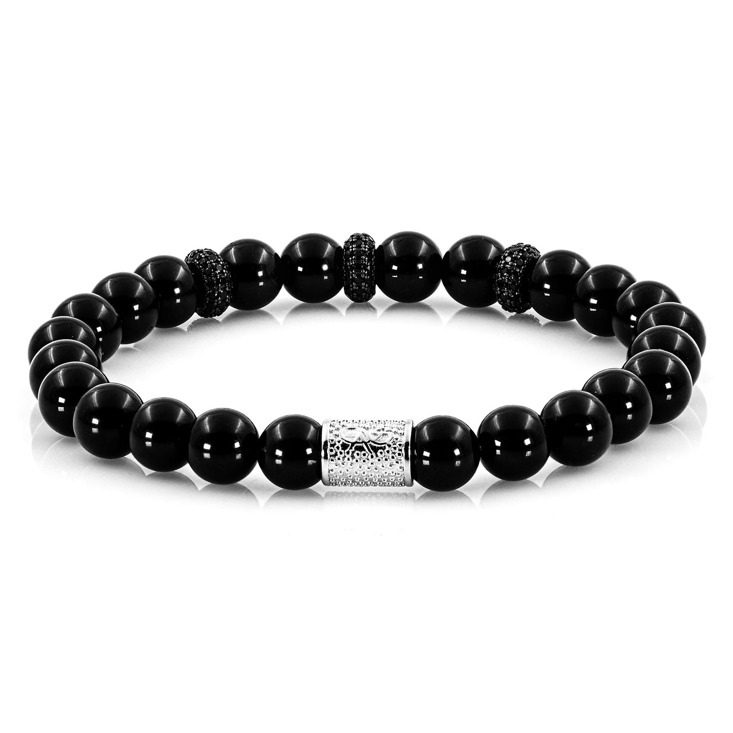 Onyx SilverLine Zirkon 8mm S 925 Sterling Silber Rohdiniert