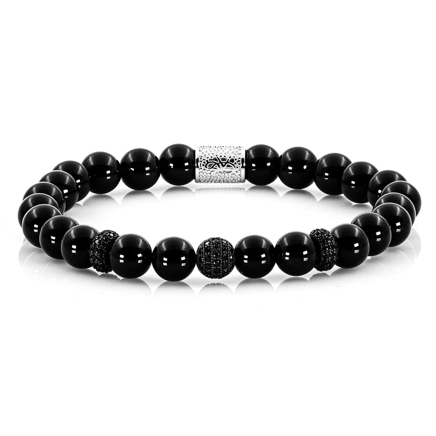 Onyx SilverLine Zirkon 8mm R 925 Sterling Silber Rohdiniert