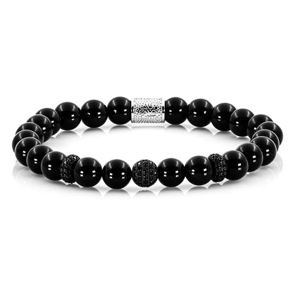 Onyx SilverLine Zirkon 8mm R 925 Sterling Silber Rohdiniert
