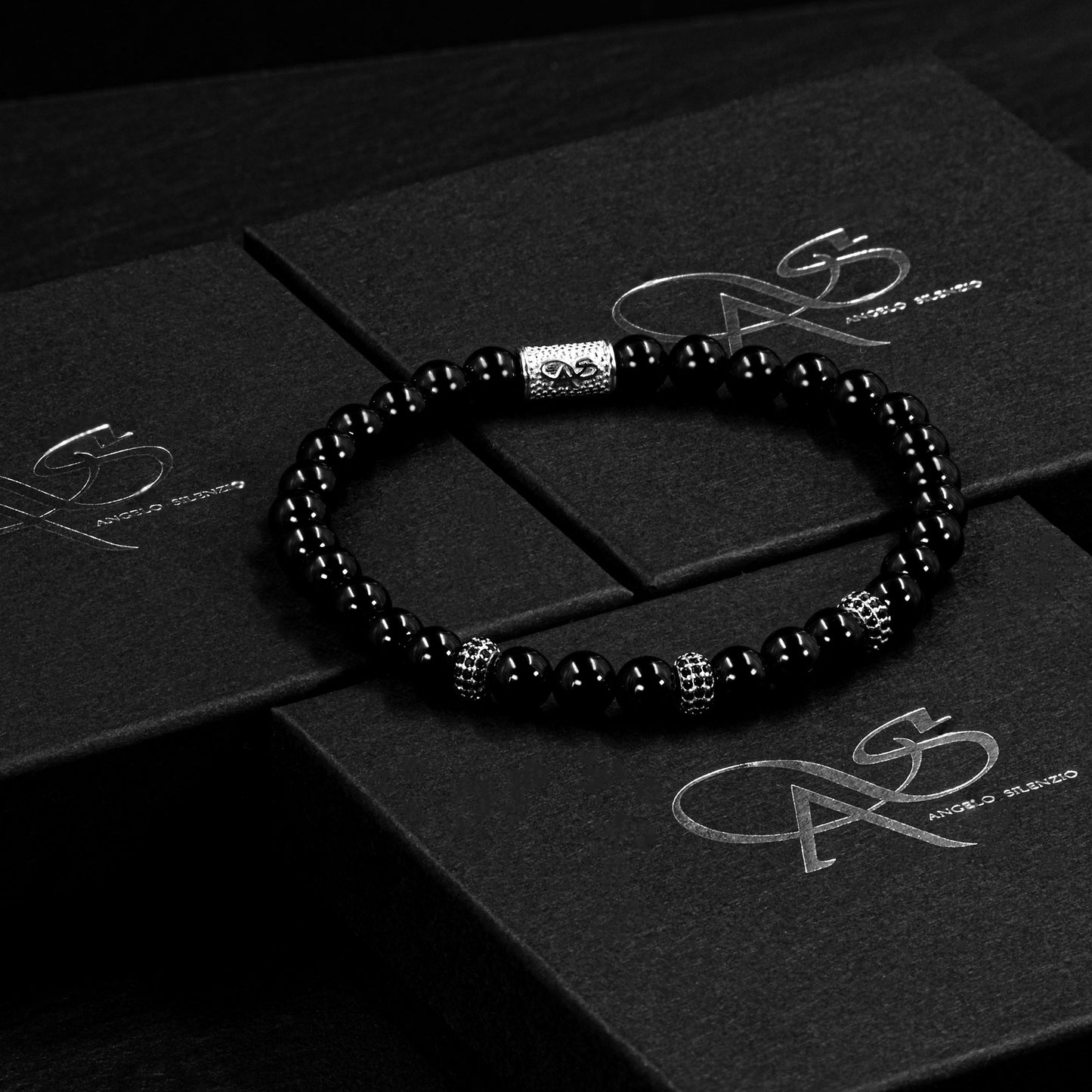 Onyx SilverLine Zirkon 6mm S 925 Sterling Silber Rohdiniert