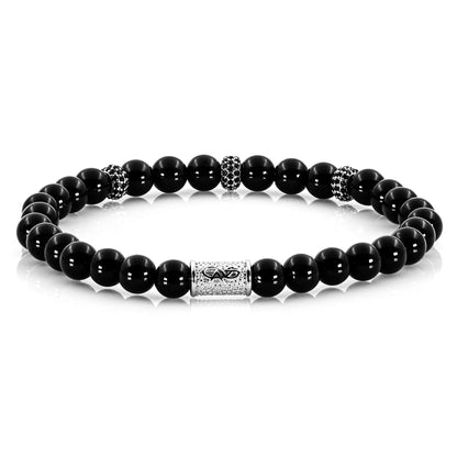 Onyx SilverLine Zirkon 6mm S 925 Sterling Silber Rohdiniert