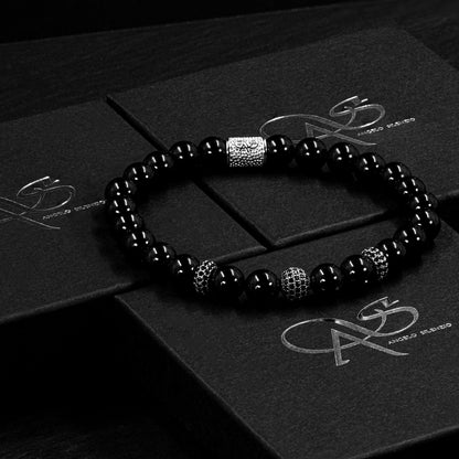 Onyx SilverLine Zirkon 8mm R 925 Sterling Silber Rohdiniert