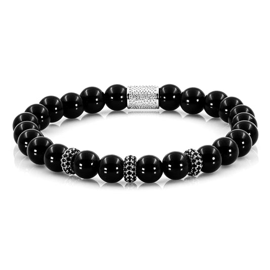 Onyx SilverLine Zirkon 8mm S 925 Sterling Silber Rohdiniert