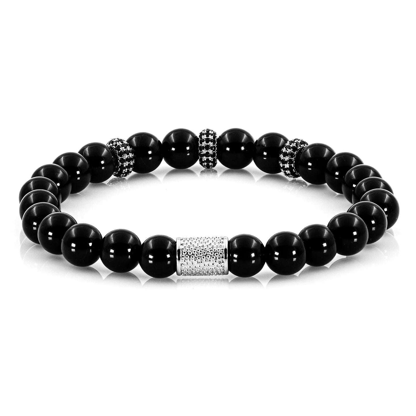 Onyx SilverLine Zirkon 8mm S 925 Sterling Silber Rohdiniert