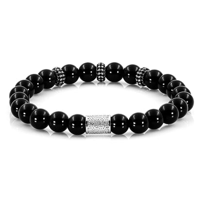 Onyx SilverLine Zirkon 8mm S 925 Sterling Silber Rohdiniert