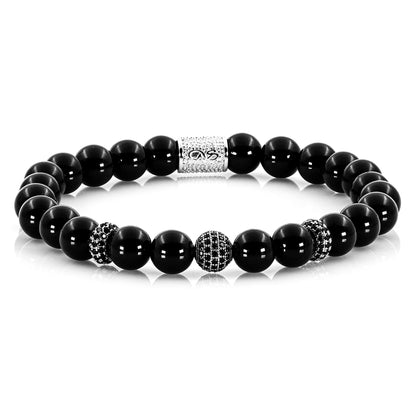 Onyx SilverLine Zirkon 8mm R 925 Sterling Silber Rohdiniert