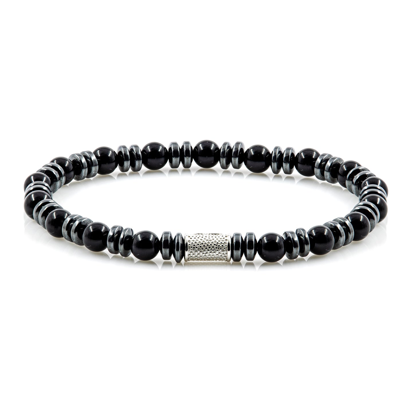 Black Onyx 6mm Perlen Disk 925 Sterling Silber