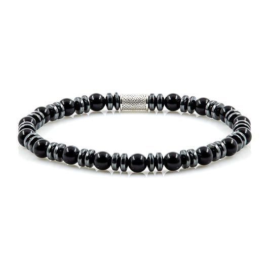 Black Onyx 6mm Perlen Disk 925 Sterling Silber