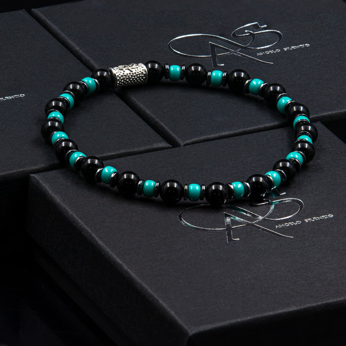 Onyx Perlen 6mm Miyuki Türkis Hämatit 925 Sterling Silber Rohdiniert