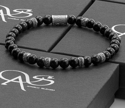 Onyx Silver Orzo 6mm 925 Sterling Silber Rohdiniert