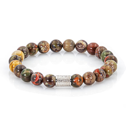 Ozeanjaspis Perlen 925 Sterling Silber Rohdiniert