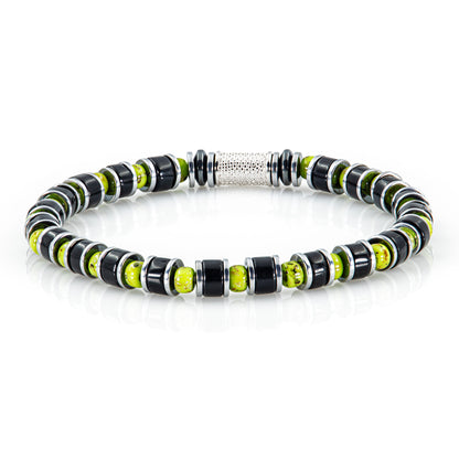 Black Obsidian Miyuki Perlen 925 Sterling Silber Rohdiniert 6mm