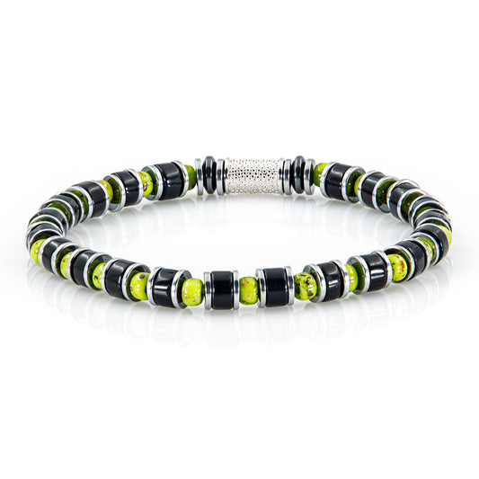 Black Obsidian Miyuki Perlen 925 Sterling Silber Rohdiniert 6mm