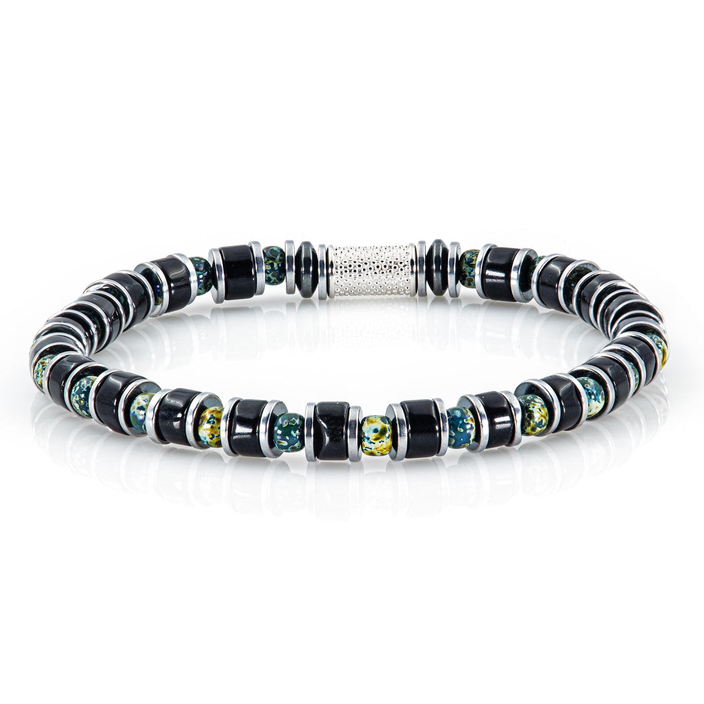 Black Onyx Miyuki Perlen 925 Sterling Silber Rohdiniert 6mm
