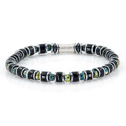 Black Obsidian Miyuki Perlen 925 Sterling Silber Rohdiniert 6mm