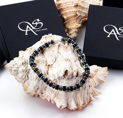 Black Onyx Miyuki Perlen 925 Sterling Silber Rohdiniert 6mm