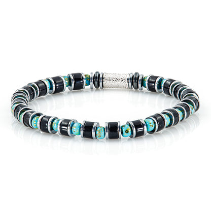 Black Obsidian Miyuki Perlen 925 Sterling Silber Rohdiniert 6mm
