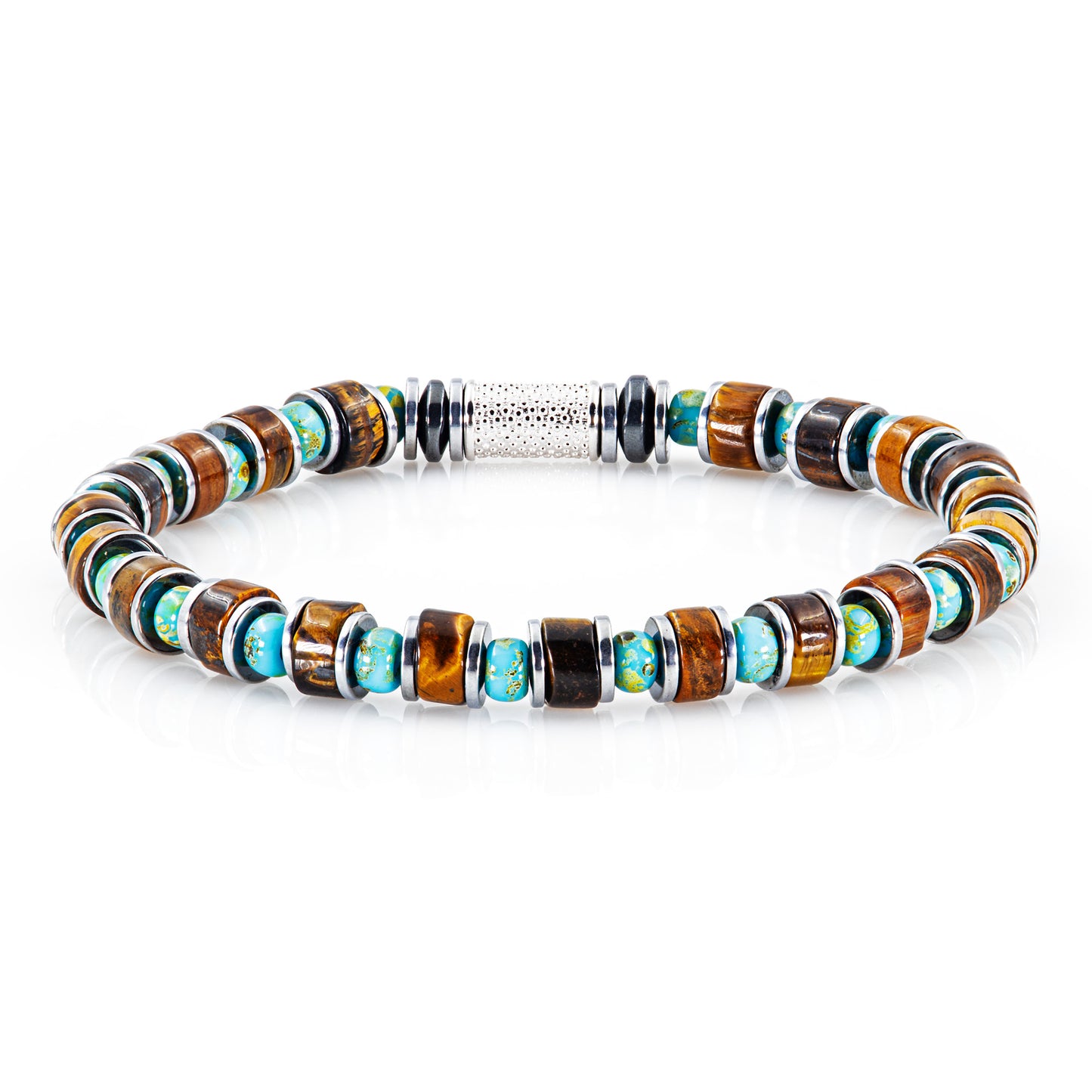 Tigerauge Miyuki Perlen 925 Sterling Silber Rohdiniert 6mm