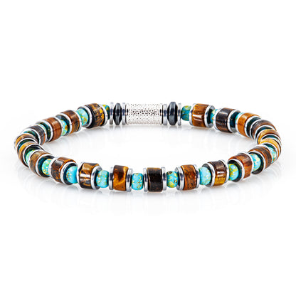 Tigerauge Miyuki Perlen 925 Sterling Silber Rohdiniert 6mm