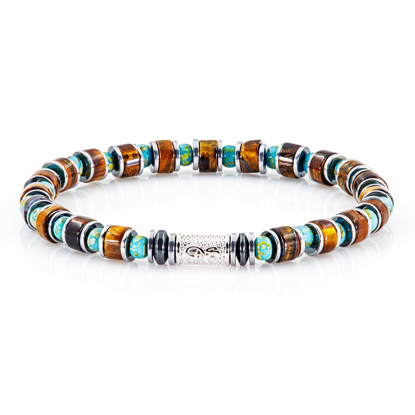 Tigerauge Miyuki Perlen 925 Sterling Silber Rohdiniert 6mm