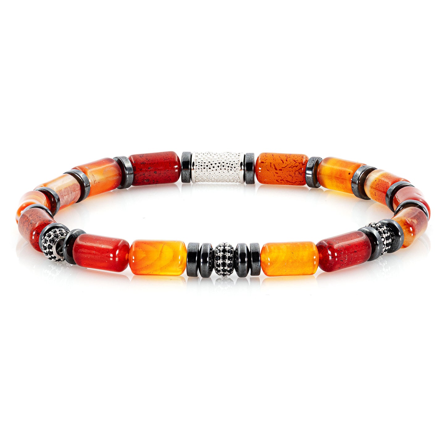 Roter Achat SilverLine Zirkon 8mm S 925 Sterling Silber Rohdiniert