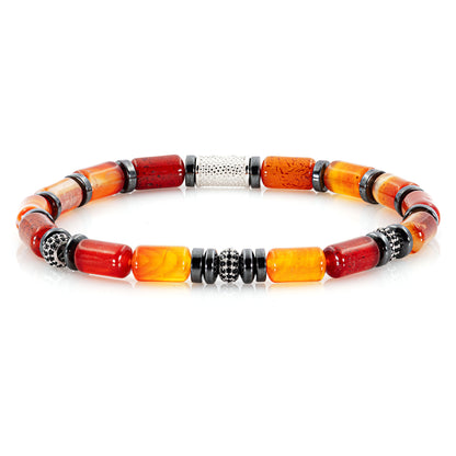 Roter Achat SilverLine Zirkon 8mm S 925 Sterling Silber Rohdiniert