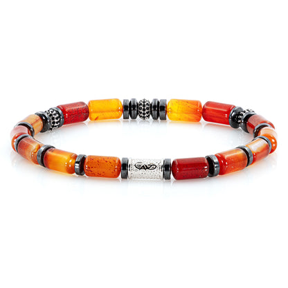 Roter Achat SilverLine Zirkon 8mm S 925 Sterling Silber Rohdiniert