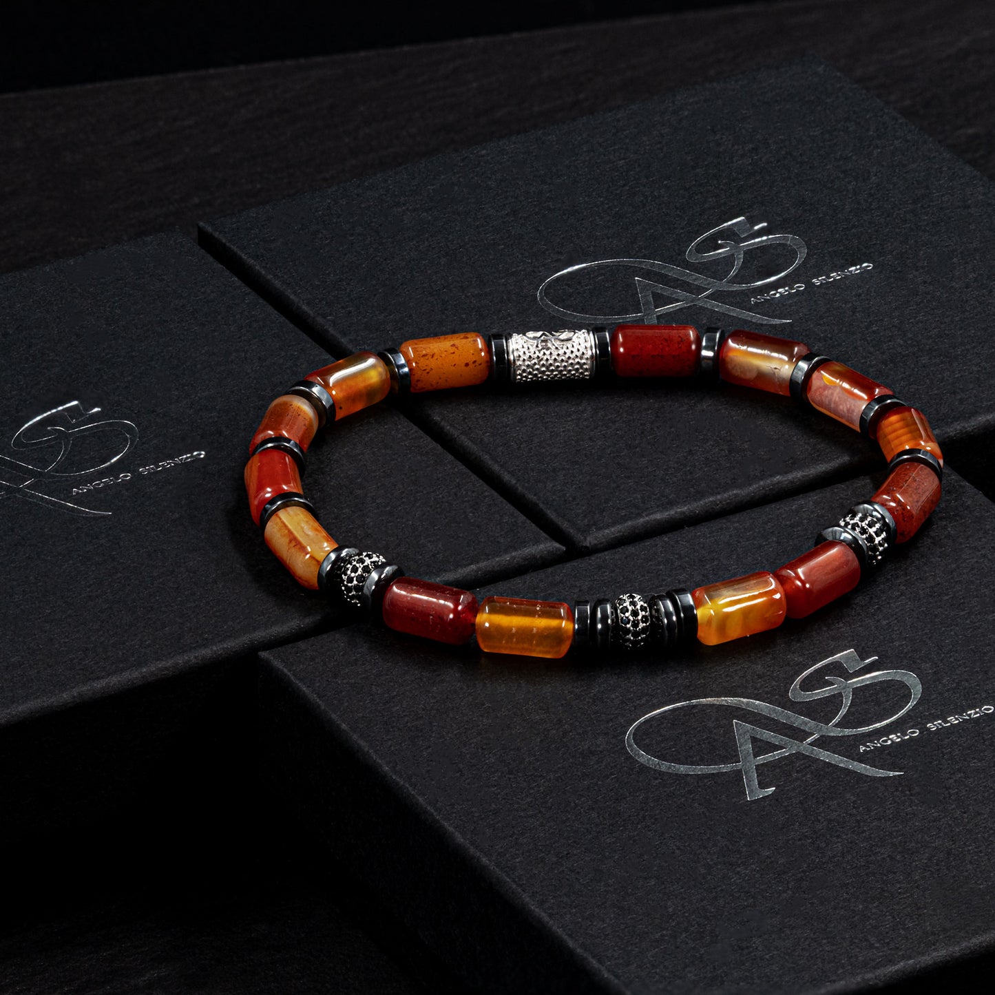 Roter Achat SilverLine Zirkon 8mm S 925 Sterling Silber Rohdiniert