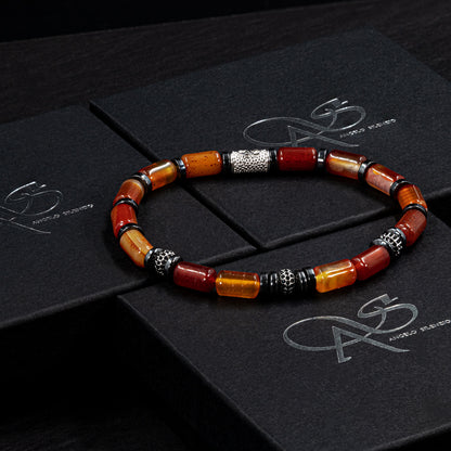 Roter Achat SilverLine Zirkon 8mm S 925 Sterling Silber Rohdiniert
