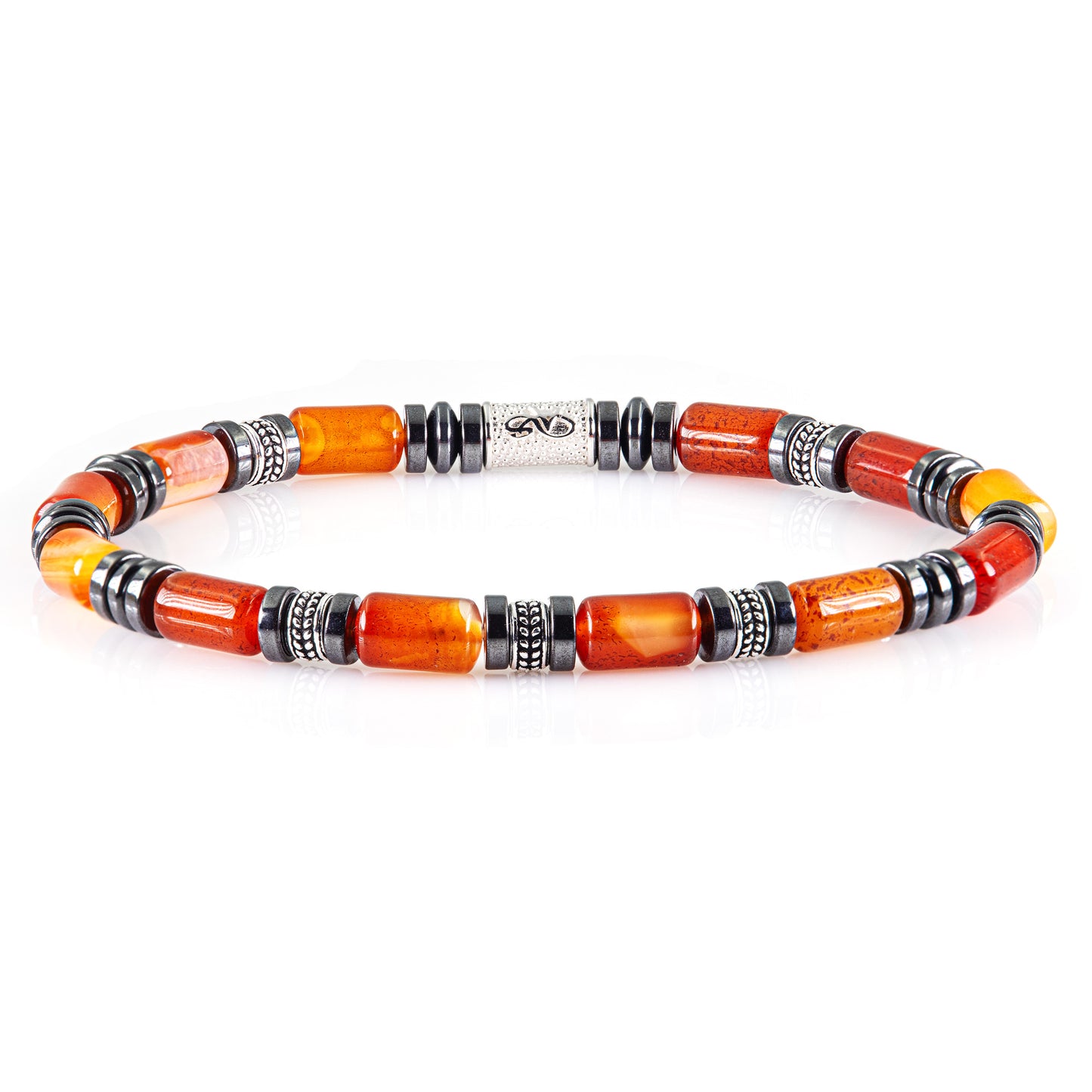 Roter Achat Silver Orzo 6mm 925 Sterling Silber Rohdiniert