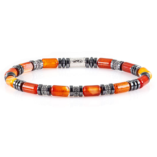 Roter Achat Silver Orzo 6mm 925 Sterling Silber Rohdiniert