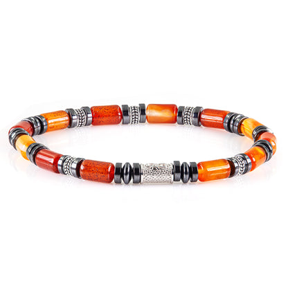 Roter Achat Silver Orzo 6mm 925 Sterling Silber Rohdiniert