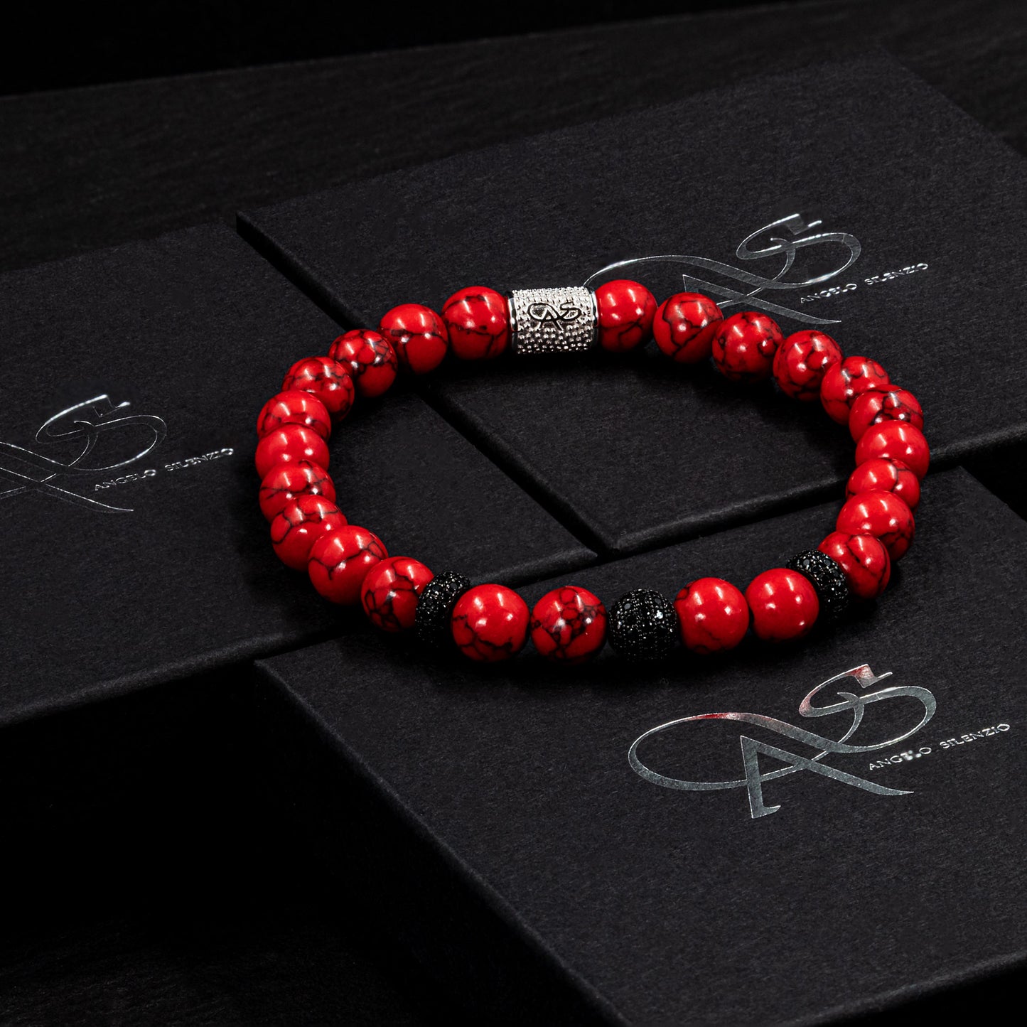 Roter Türkis SilverLine Zirkon 8mm R 925 Sterling Silber Rohdiniert