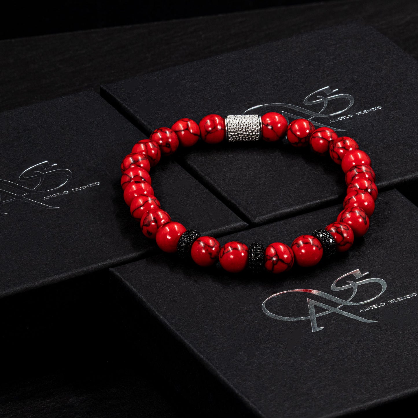 Roter Türkis SilverLine Zirkon 8mm S 925 Sterling Silber Rohdiniert