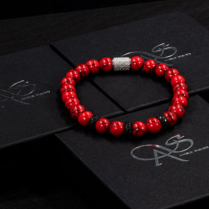 Roter Türkis SilverLine Zirkon 8mm S 925 Sterling Silber Rohdiniert