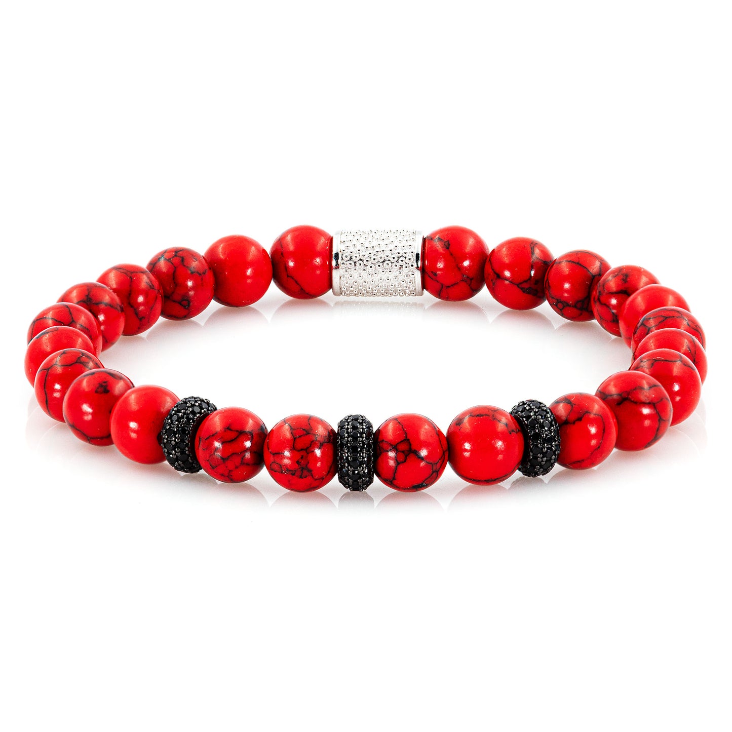 Roter Türkis SilverLine Zirkon 8mm S 925 Sterling Silber Rohdiniert