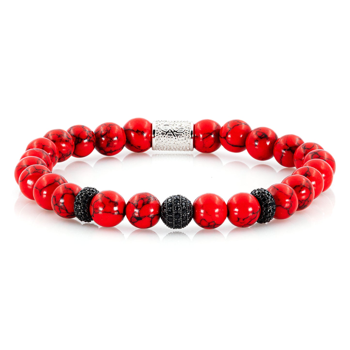 Roter Türkis SilverLine Zirkon 8mm R 925 Sterling Silber Rohdiniert
