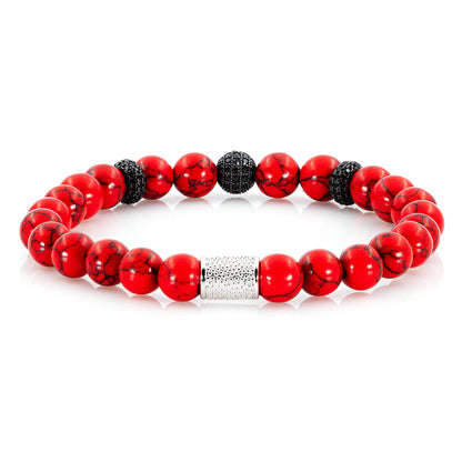 Roter Türkis SilverLine Zirkon 8mm R 925 Sterling Silber Rohdiniert