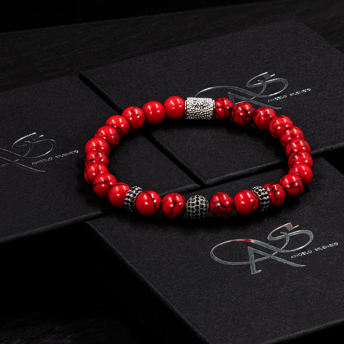 Roter Türkis SilverLine Zirkon 8mm R 925 Sterling Silber Rohdiniert