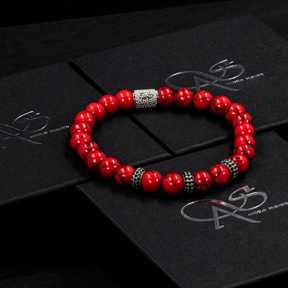 Roter Türkis SilverLine Zirkon 8mm S 925 Sterling Silber Rohdiniert