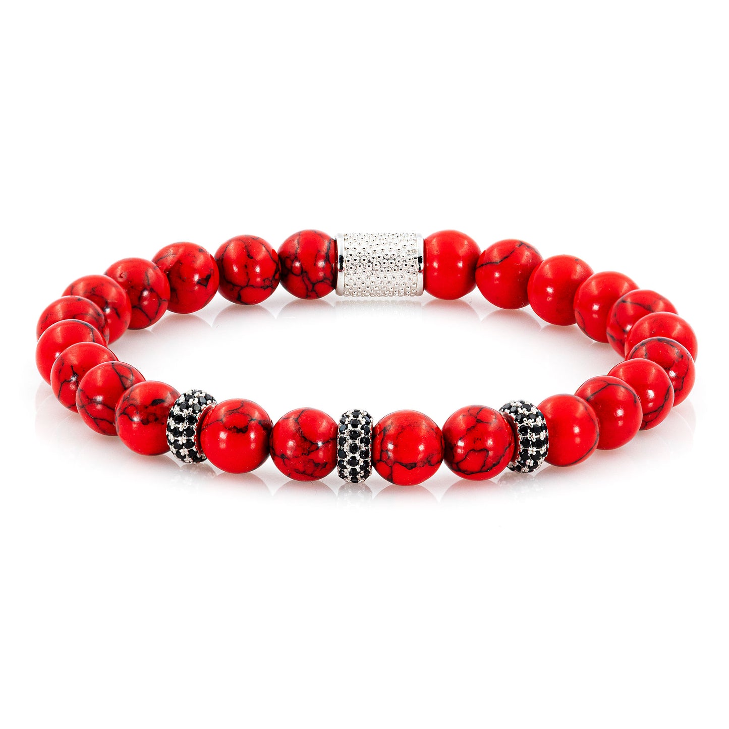 Roter Türkis SilverLine Zirkon 8mm S 925 Sterling Silber Rohdiniert