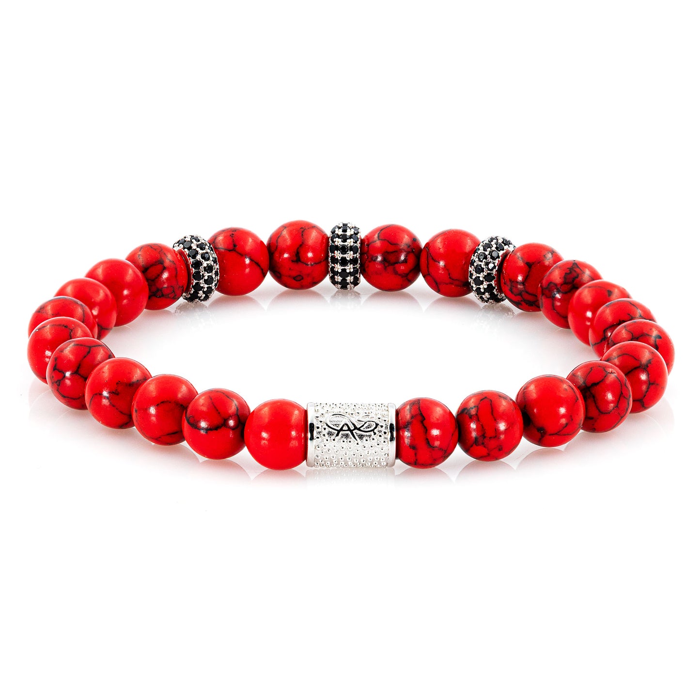 Roter Türkis SilverLine Zirkon 8mm S 925 Sterling Silber Rohdiniert