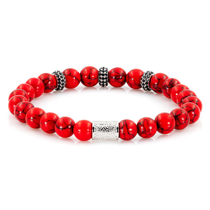 Roter Türkis SilverLine Zirkon 8mm S 925 Sterling Silber Rohdiniert