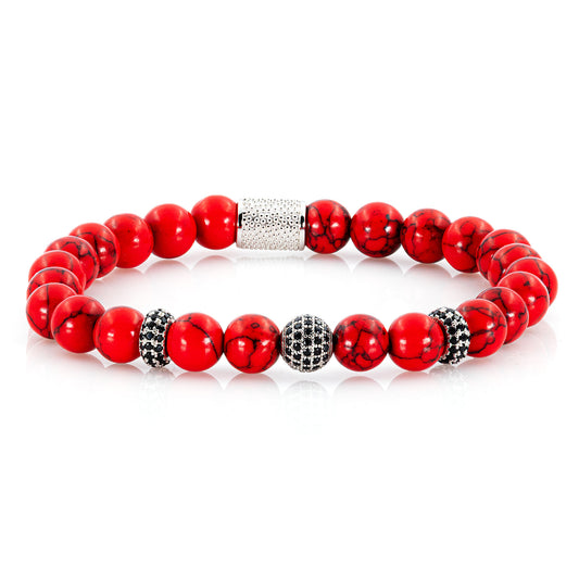 Roter Türkis SilverLine Zirkon 8mm R 925 Sterling Silber Rohdiniert