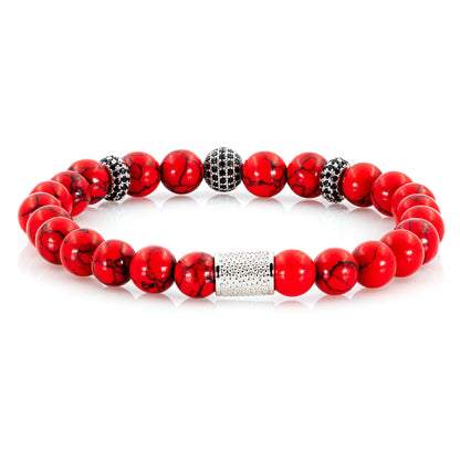 Roter Türkis SilverLine Zirkon 8mm R 925 Sterling Silber Rohdiniert