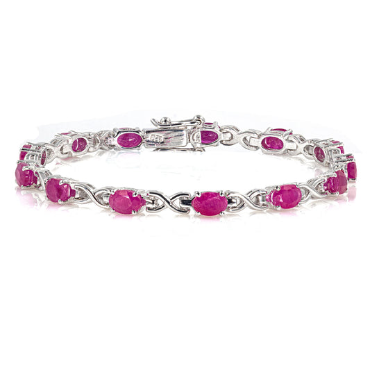 925 Sterling Silber Rubin Edelstein AAA Armband