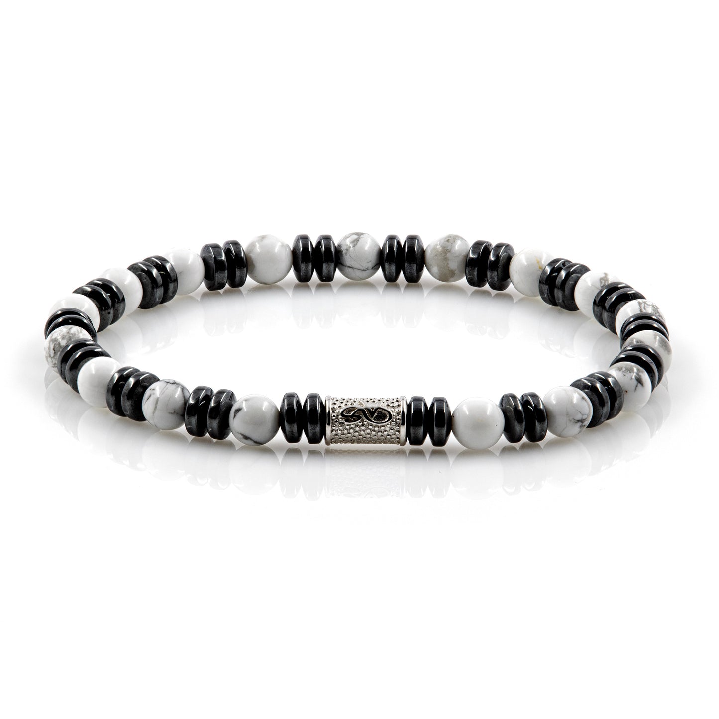 Howlith 6mm Perlen Disk 925 Sterling Silber